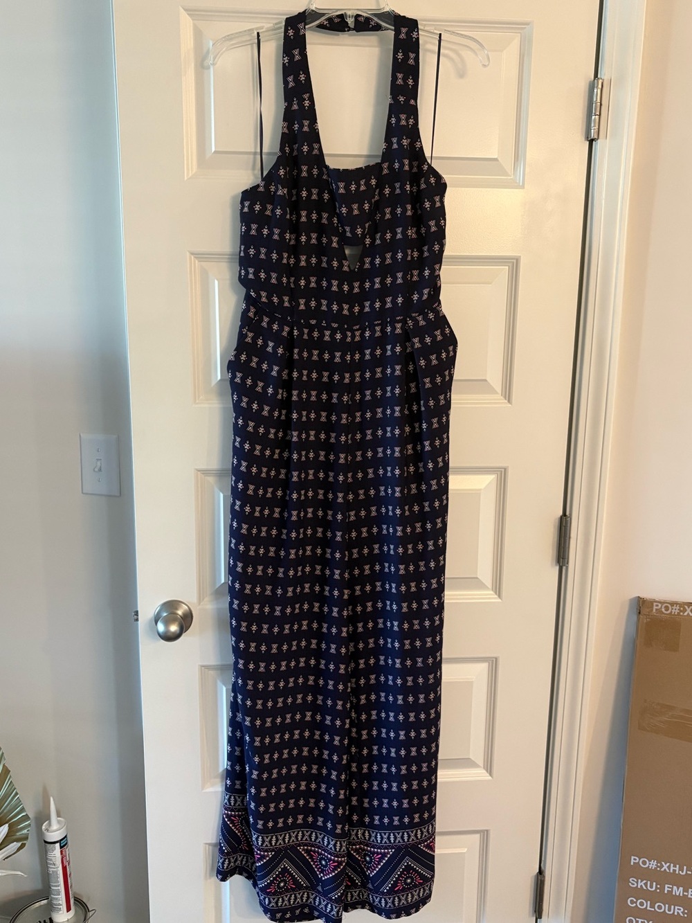 Skies Are Blue Navy Boho Patterned Jumpsuit